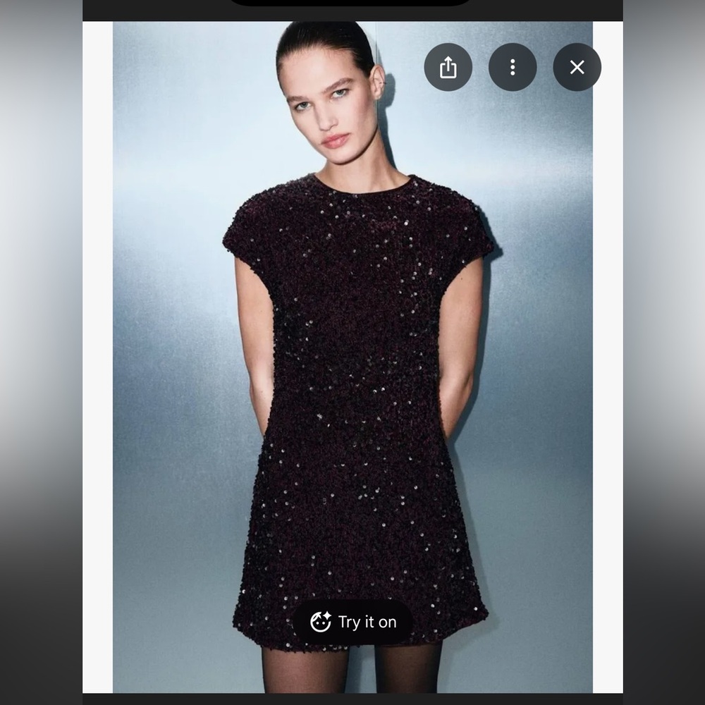 Mango NWT sequin open back dress size small